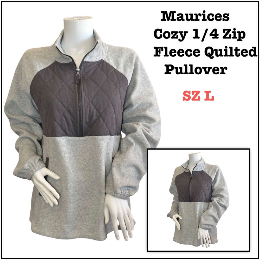 #T1 Maurice’s Cozy 1/4 Zip Fleece Quilted Pullover SZ L $49